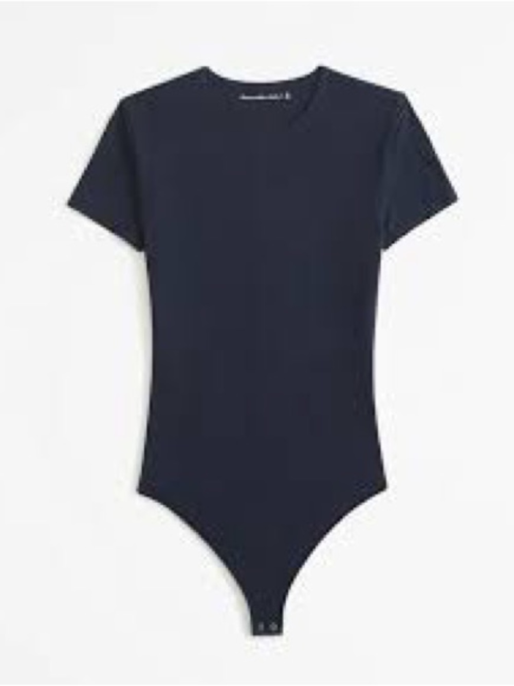 Abercrombie & Fitch Cotton-Blend Seamless Fabric Tee Bodysuit in dark navy blue